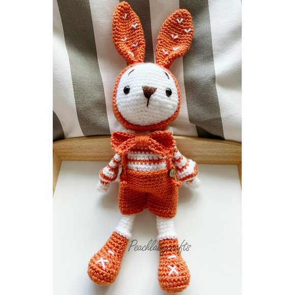 Cute handmade bunny boy crochet amigurumi toy - Picture 2 of 3